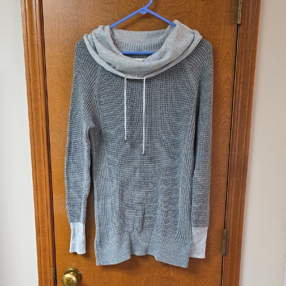 Cowl Neck Waffle Knit Sweater Large